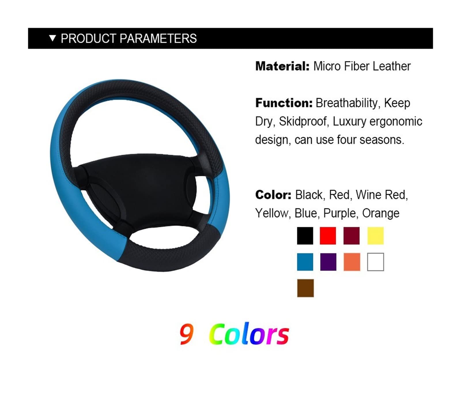 Wheel Steering Protector For Mazda For CX-3 For CX3 2014~2023 Car Steering Wheel Cover 9 Colors PU Leather Lattice Design Auto Accessories Car Steering Wheel Covers(Color:Orange)