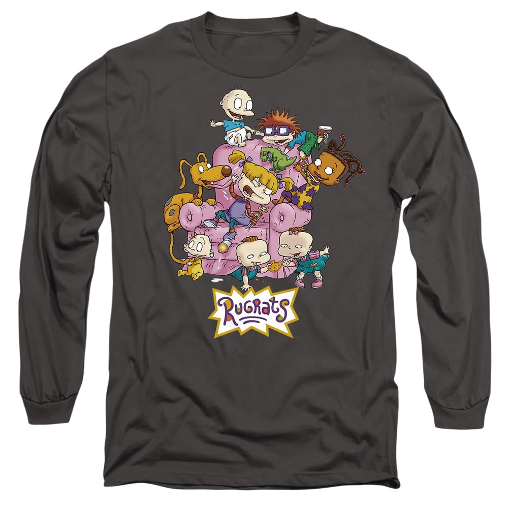 Rugrats Chair Mens Long Sleeve T Shirt, Charcoal, XX-Large