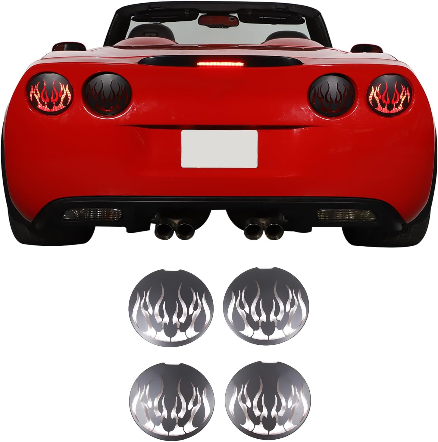 PIUGILH Car Rear Tail Light Cover Trim Fit for Corvette C6 2005-2013 Accessories, Rear Tail Light Protector Cover Guards Stickers Decoration, 4Pcs-Black