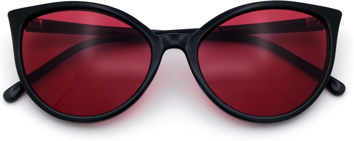 SA106 Womens Oversized Cat Eye Goth Pop Color Lens Plastic Sunglasses