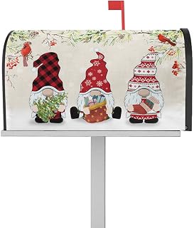 Mailbox Cover Magnetic Christmas Dwarf Tree Gift Socks Cardinal Bird Mailbox Covers Standard Size 21x18in,Mailbox Covers Wrap Post Letter Box Cover for Garden Yard Outdoor Country Berry Green Leaf