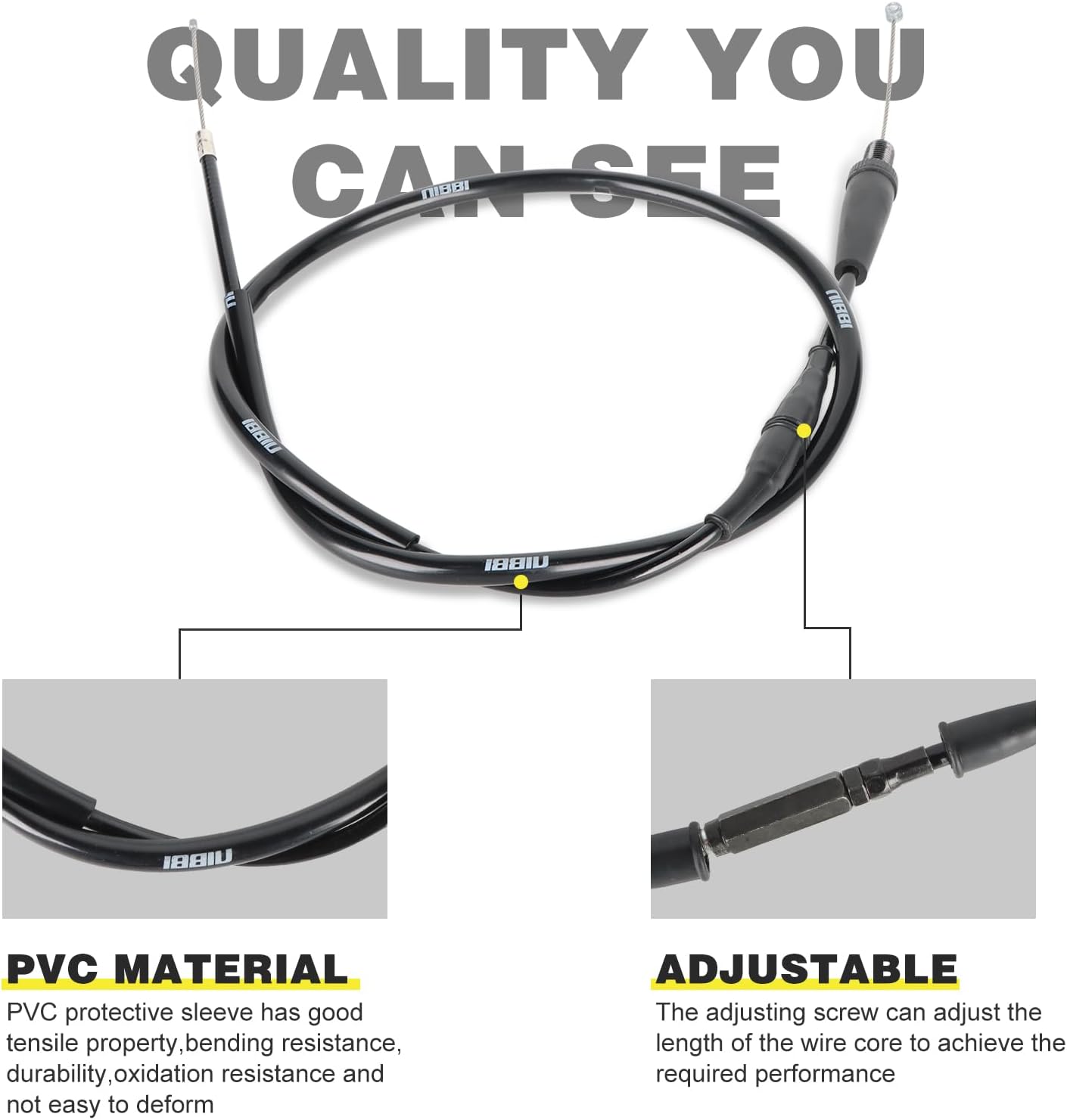 nibbi Throttle Cable 45" Universal Fit for Dirt Pit Bike Motorcycle (Black)