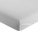Marina Decoration 600 Thread Count Home Bedding Bedroom Soft Bedsheet Deep Pocket Hotel Standard Solid Percale All Season 4 Pieces Cotton Sheet Set with 2 Pillowcases, Silver Color Double/Full Size