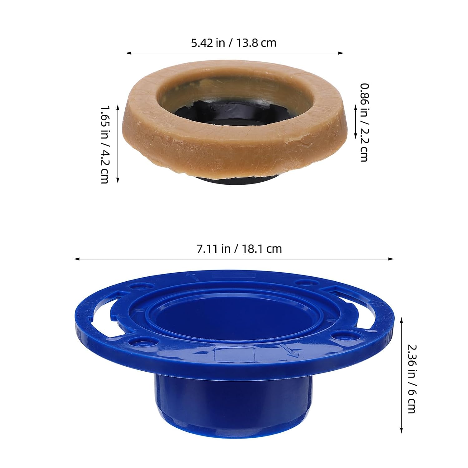 Kisangel Toilet Wax Seal Ring and Flange Toilet Replacement Parts 2pcs Kit with Wax Flange Gasket for Bathroom Bowl Installation and Leak Repair