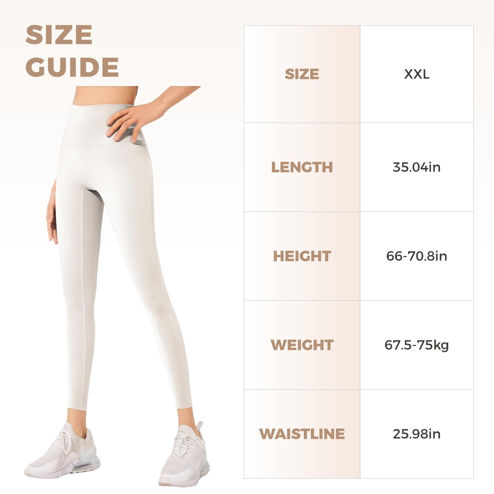 Wysokiej jakości legginsy do jogi z wysokim stanem dla kobiet, rajstopy treningowe do fitnessu i wypoczynku, pasują do wzrostu 150 cm - 140 cm, waga 67-75 kg, białe, biały, rozmiar uniwersalny