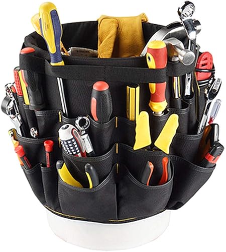 Cubo de herramientas de jardinería, organizador de jardinería resistente con 56 bolsillos, bolsas de jardín 600D, portador de almacenamiento para