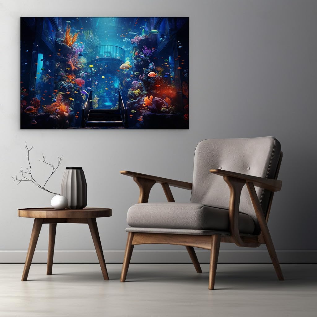 Canvas for Living room. Diving into Dreamscapes: Discover the Wonders of an Underwater Realm, 27 x 18 inch Canvas Wall Art - Contemporary Masterpieces - Inspirational Office Decor