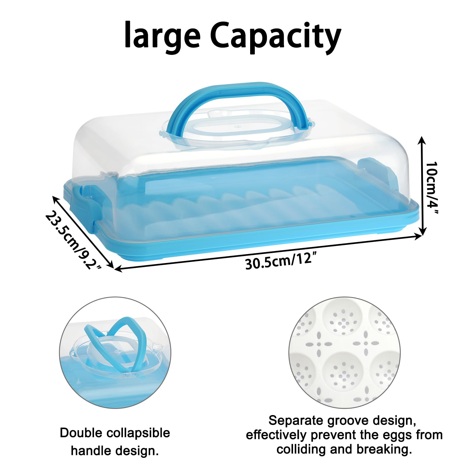Uandu Contenitore Rettangolare Per Torte Con Coperchio E Maniglia – Portatorte In Plastica Lavabile In Lavastoviglie