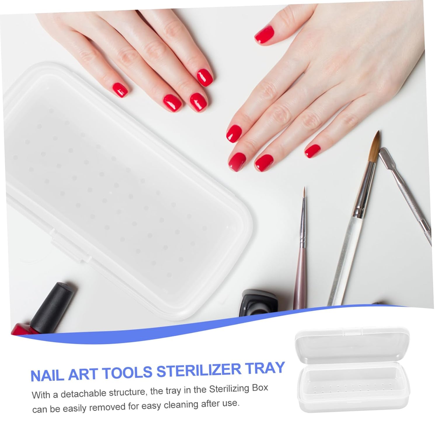 MERRYHAPY Nail Tool Tray Reusable Disinfection Box Soaking Nail Art Tools Organizer for Home Professional Use