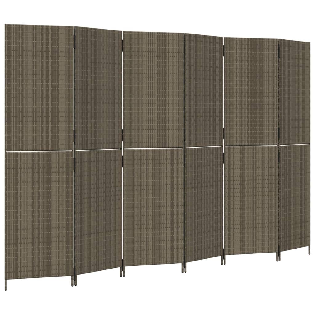 Paravent 6-TLG - Separador de ambientes, polirratán, 294 x 180 cm, plegable, para salón, dormitorio, balcón y oficina