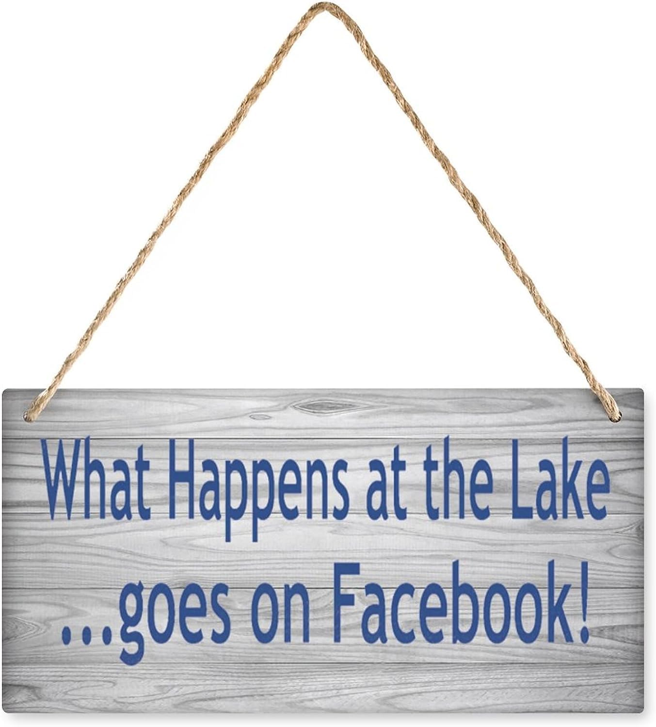 Pibonto Women's Wall Art 5X10 Inch Home Wall Decor Signs What Happens At The Lakegoes On Facebook! Wooden Hanging Sign Plaque For Bedroom Kitchen Garden Wall Pub Club Coffee Hanging Sign Decor