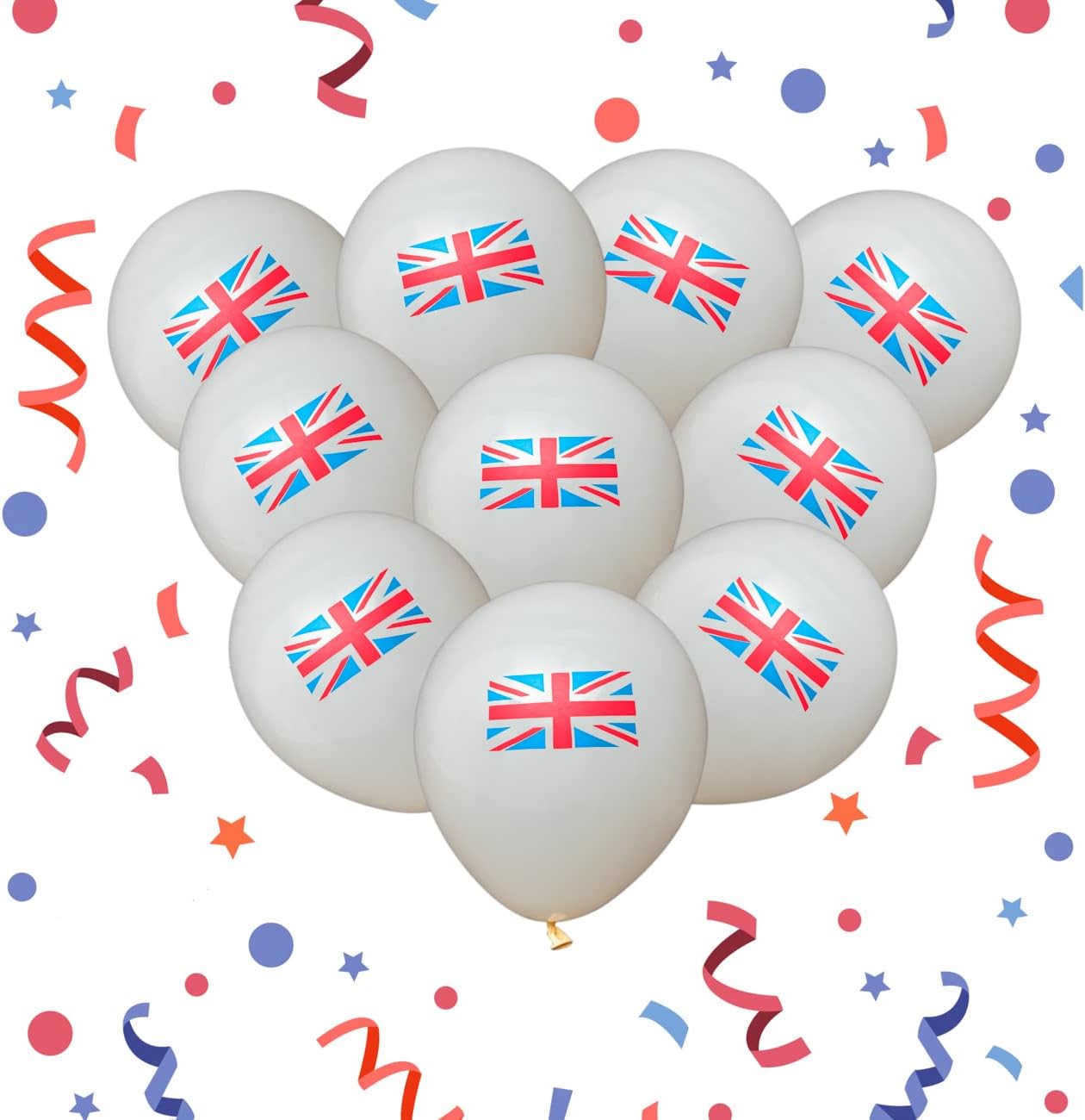 100pcs Union Jack Flag Printed Balloons 12" King Charles III Coronation Royal Party Sports Event GB BBQ Street Decorations