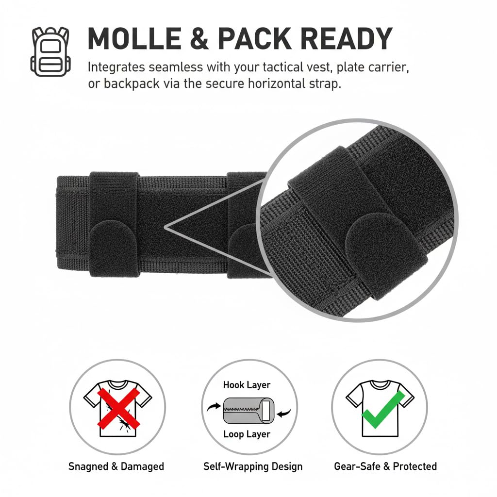 2 in 1 Tourniquet Holder with Tungsten Steel Tactical Pen, Elastic Tourniquet Pouch for Duty Belt & Battle Belt, EDC Emergency Utility Pen, TQ Holder Horizontal Carry Survival Gear - Image 9