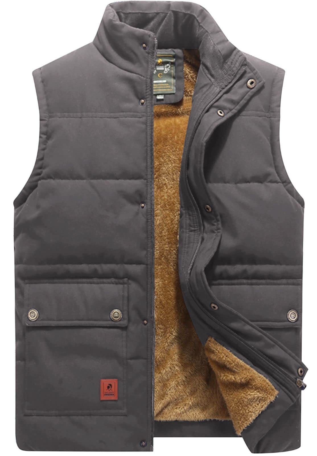 VtuAOL Men's Outerwear Vest for Men Winter Puffer Vests Fleece Lined Outdoor Warm Sleeveless Jackets