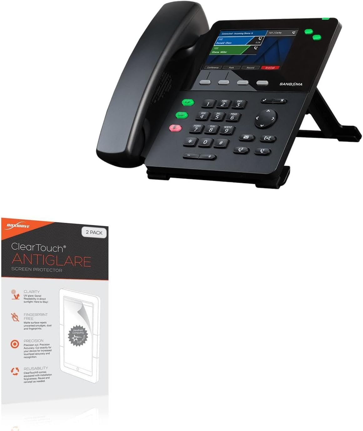 BoxWave Screen Protector Compatible with Sangoma D62 - ClearTouch Anti-Glare (2-Pack), Anti-Fingerprint Matte Film Skin