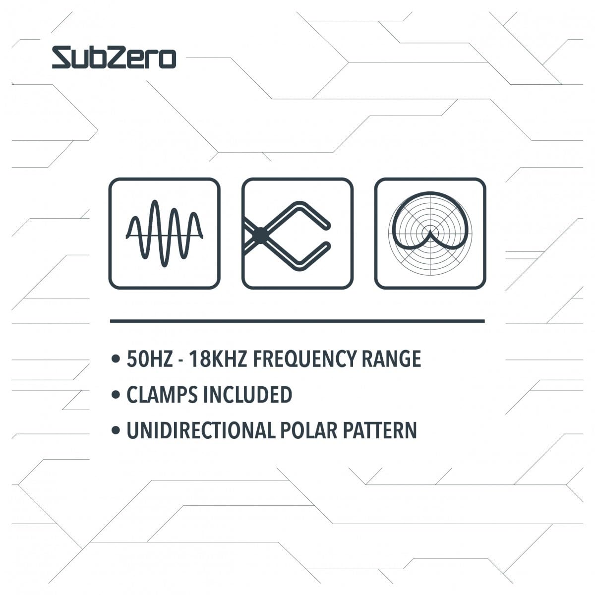 SUBZERO 5-teiliges Schlagzeug-Mikrofonset mit Koffer und Klemmen