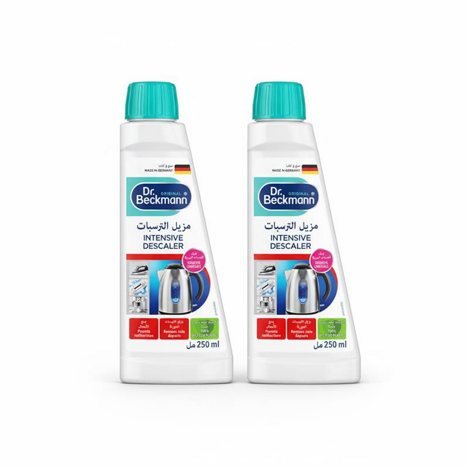 Intensive Descaler-Removes Stubborn Limescale-With Active Power Formula-Works Faster-Effective-Easy to Use-For all Small Appliances-Prevents Damage-Made in Germany-250 ML x 2 Twin Pack