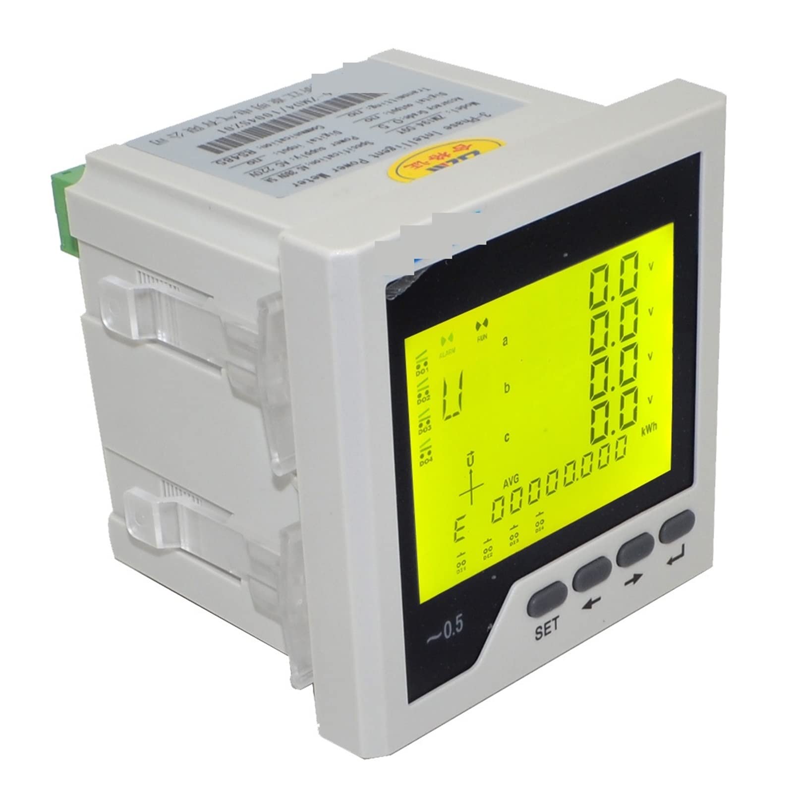 Compteur Électrique Monophasé, Ampèremètre de Compteur d'énergie réseau triphasé à Affichage LCD numérique Intelligent Multifonction avec Fonction de Communication RS485, Facile à Installer
