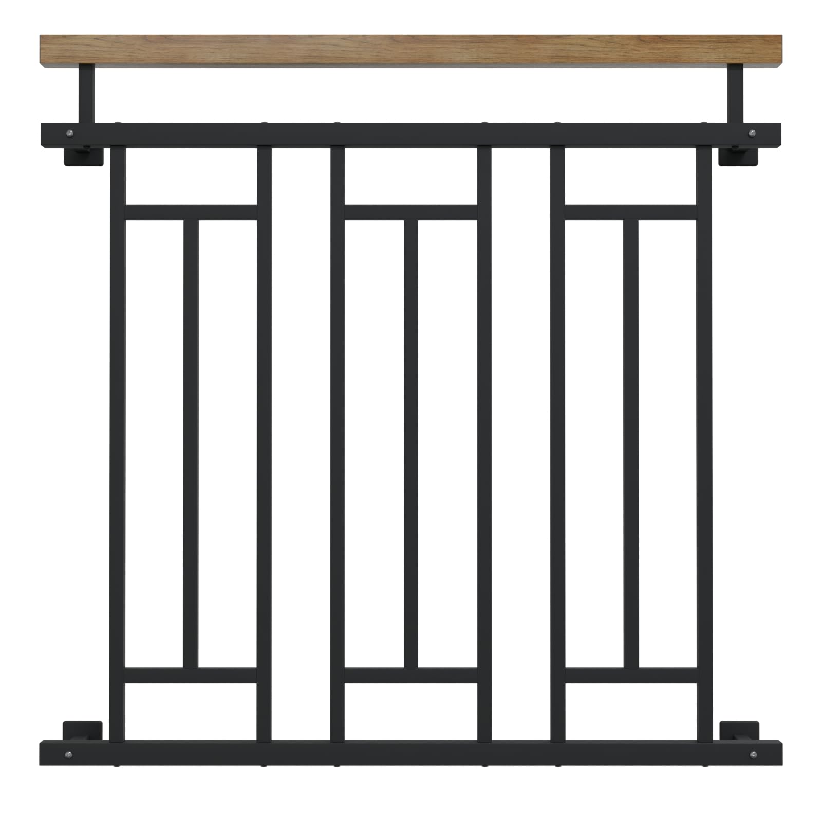 HAGO24 | Französischer Balkon | Fenstergitter | Stahlgeländer | 100x90cm Anthrazit | Stabgeländer | Holzoptik | Julietbalustrade | Brüstung | Austrittsbalkon | Geländerfenster