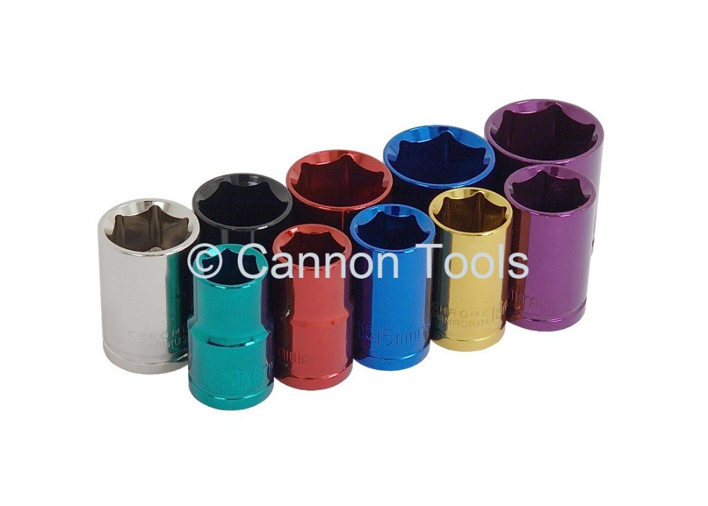 Neilsen Ct0909 10 Piece Multi Coloured Socket Set, 1/2" Drive + Wall Rail
