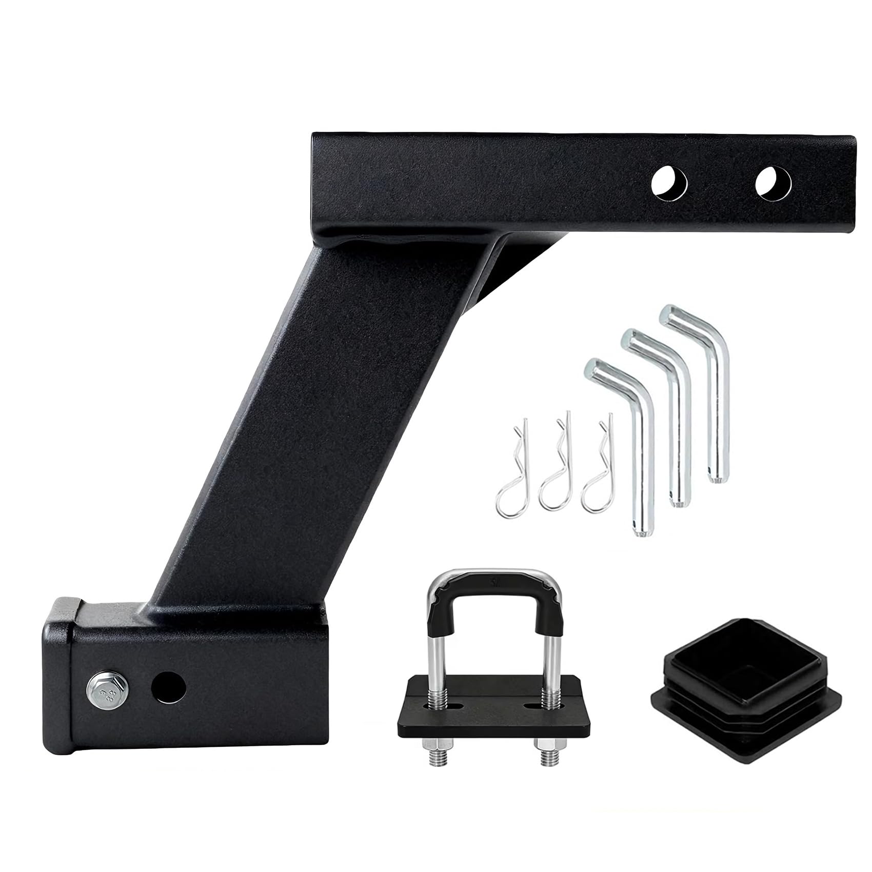 Photo 1 of 10000 LBS Heavy Duty Hitch Extension Riser, 2" Receiver | 9"/11" Adjustable Length, 10" Drop Offset Adapter, NOT Drop?Down Style, Comes with 3 Hitch Pins, Stabilizer & Cap, Fits Standard 2" Receivers