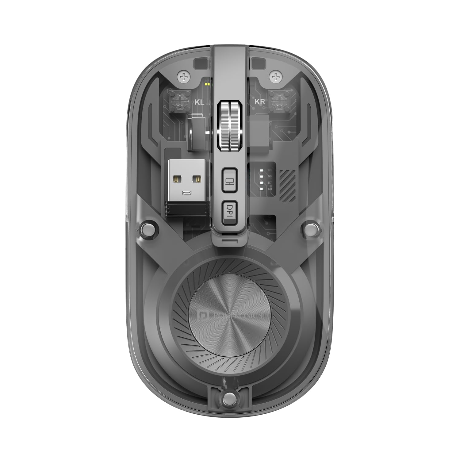 Portronics Toad 8 Transparent Wireless Bluetooth Mouse with Dual Wireless (BT + 2.4 GHz), Rechargeable Battery, Noise-Free Clicking, Show/Hide Desktop, Multi-Device Pair, Adjust Sensitivity (Grey) Portronics Toad 8 Transparent Wireless Bluetooth Mouse with Dual Wireless (BT + 2.4 GHz), Rechargeable Battery, Noise-Free Clicking, Show/Hide Desktop, Multi-Device Pair, Adjust Sensitivity (Grey)