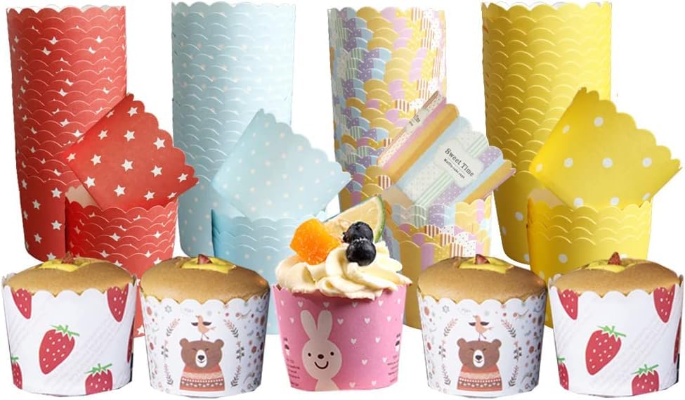 50 pcs Cake Cups Muffin Cases for Baking, Mini Greaseproof Baking Cases Heavy Duty Disposable Baking Cups for Wedding, Birthday, Party