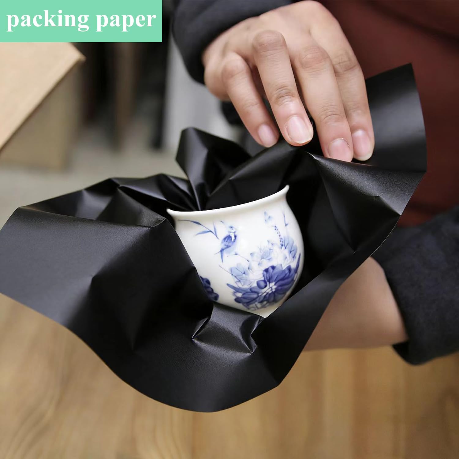 Shinok 18”x 24”Kraft Paper Sheets Bulk Black Paper, Large Craft Paper for Arts, Drawing, DIY Projects, Black Wrapping for Gift Shipping Packaging 200 Sheets