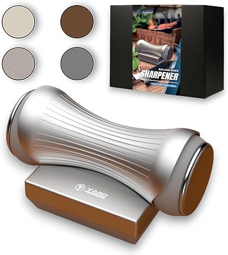 YARO Best - Afilador de cuchillos para cocina y chef, sistema profesional de afilado de cuchillos, kit de afilador de cuchillos de aluminio, rodillo