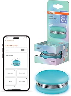 OSRAM Smart Macaron Bluetooth Speaker with Colorful Rotating Light, Music Sync and App Timer – 3 Modes, Stereo Pairing