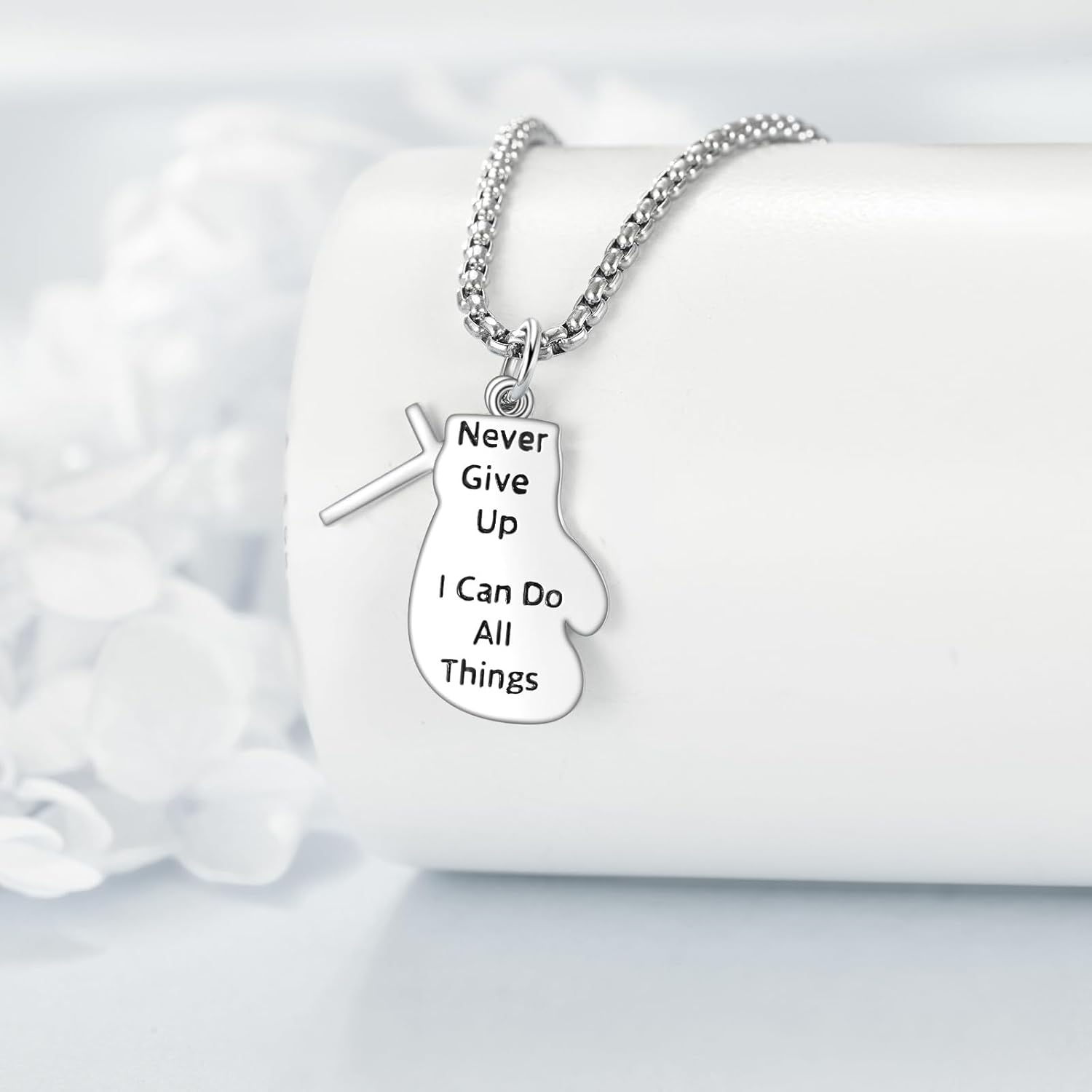 YFN Sport Necklace Sterling Silver Never Give Up I Can Do All Things Pendant Jewelry Sport Gifts for Women Men - Image 3