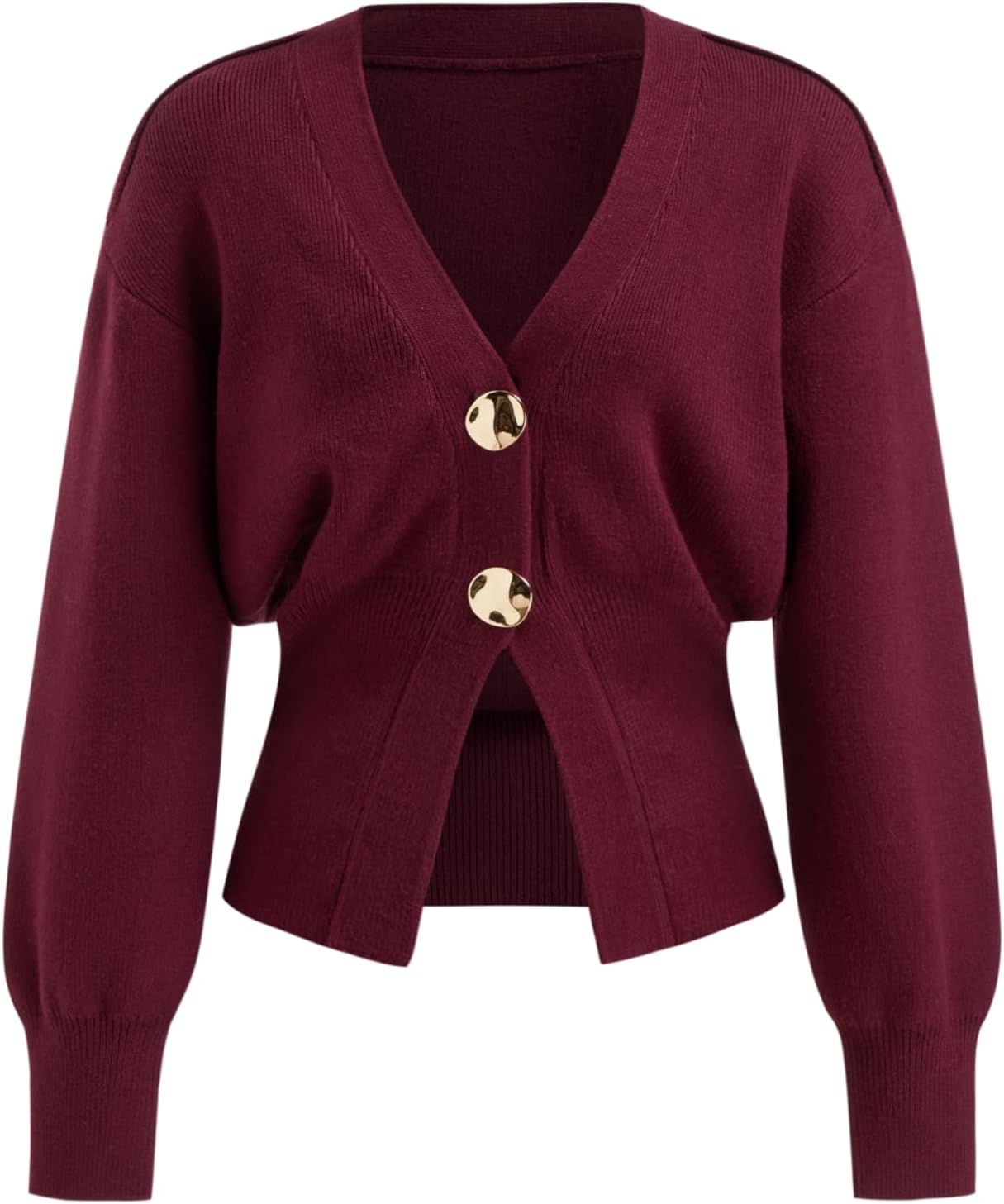 CIDER Cardigan Sweater for Women Knitted Long Sleeve V Neck Trendy Open Front Sweaters with Gold Buttons