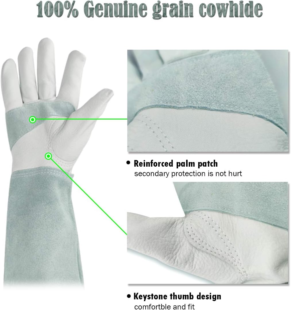 Long Gardening-Gloves Women/Men-Thorn proof Rose Pruning Heavy Duty Gauntlet-L: Home Improvement