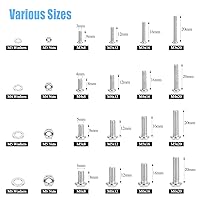 Vista 3 de DYWISHKEY 520 piezas M3 M4 M5 M6, 304 tornillos de cabeza hexagonal de acero inoxidable 304, tornillos, tuercas, arandelas, kit surtido con llaves