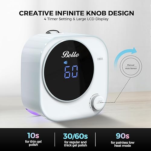 Miniatura 3 de Belle Belle - Taladro de uñas profesional, lámpara de uñas LED UV, control infinito de 54 W, luz UV profesional para esmalte de gel