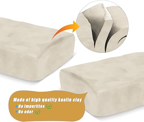 Miniatura 2 de ZEHIQ Arcilla seca al aire de alta calidad, arcilla de cerámica blanca natural de 2.2 libras para lanzar ruedas, construcción a mano, moldear para