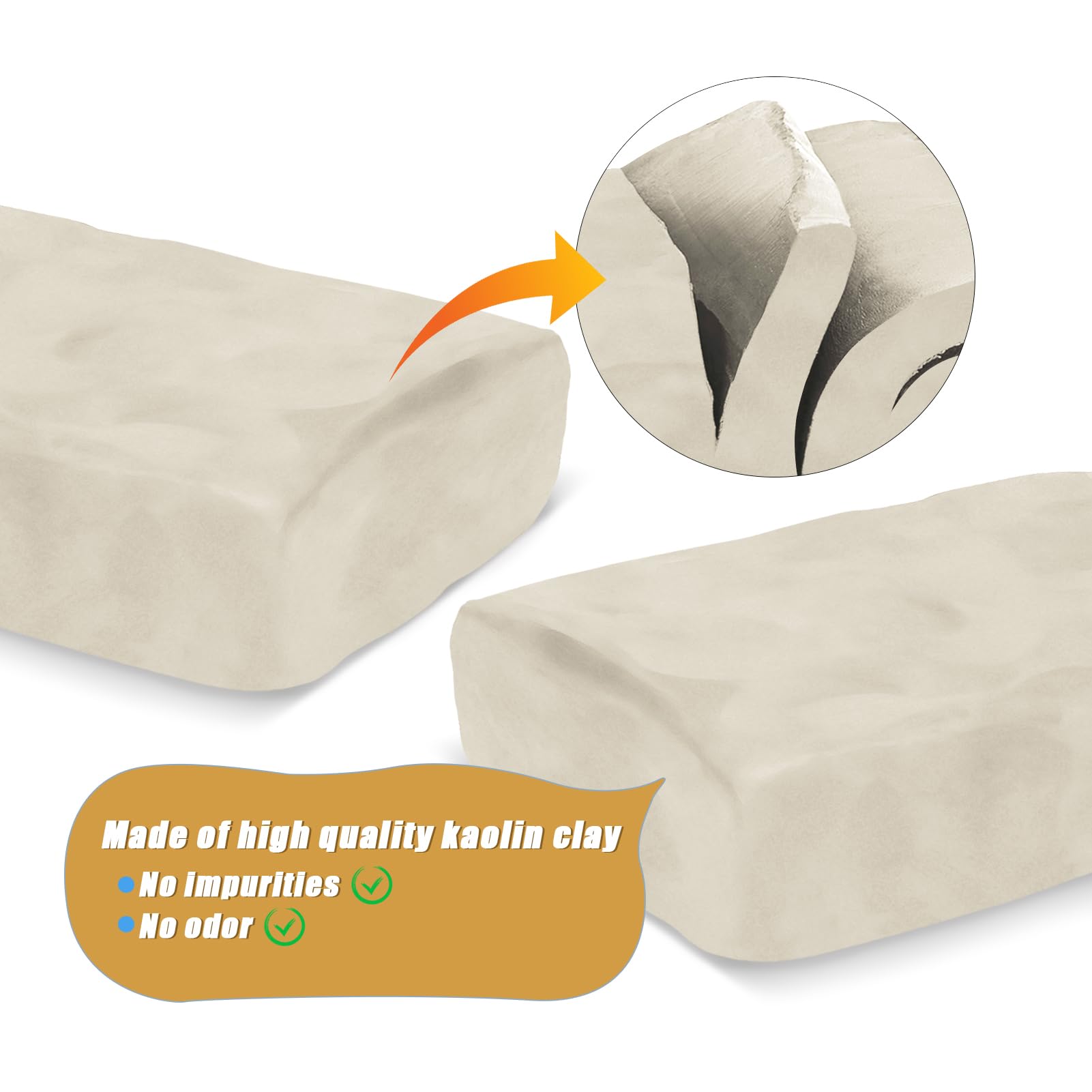 ZEHIQ Premium Air Dry Clay-2.2 lbs Natural White Pottery Clay for Wheel Throwing, Hand Building, Sculpting Molding | No Baking Required, Self-Hardening | Beginner & Professional Artist Supplies(White)