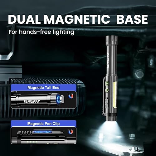 Miniatura 4 de Linternas EDC recargables, mini, magnéticas, linterna de bolsillo impermeable con clip, altos lúmenes 600 lúmenes con 8 modos para inspección,