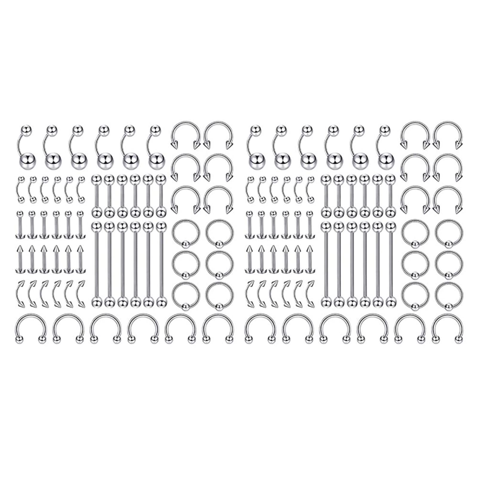 Nostril Ring Titan, Septum Ring mit Silber Gerade GekrüMMte Kugel 120Pcs Piercingschmuck Geschenk für Frauen Männer