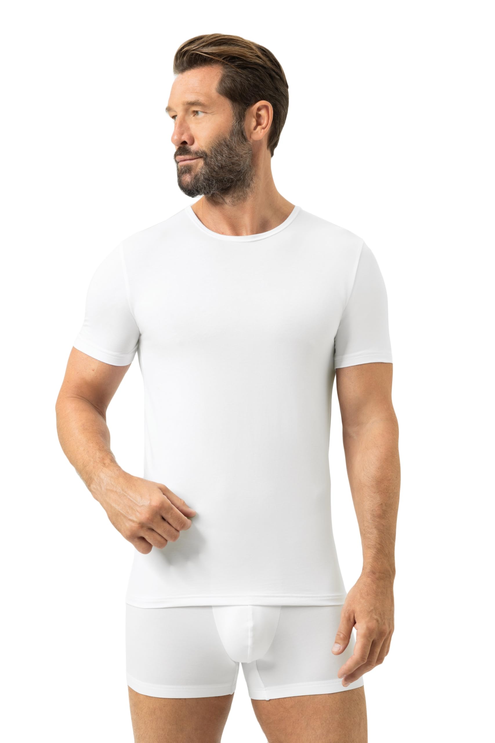 Mey Men T-Shirt 1/2 Arm Dry Cotton Shirt round neck short sleeve - color selection: Colour: White | Size: Small