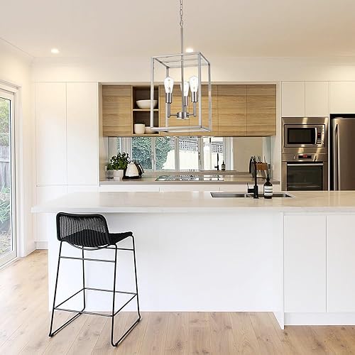 Miniatura 5 de 3 luces de níquel cepillado lámpara colgante industrial iluminación moderna jaula de metal lámparas de techo accesorios para vestíbulo comedor