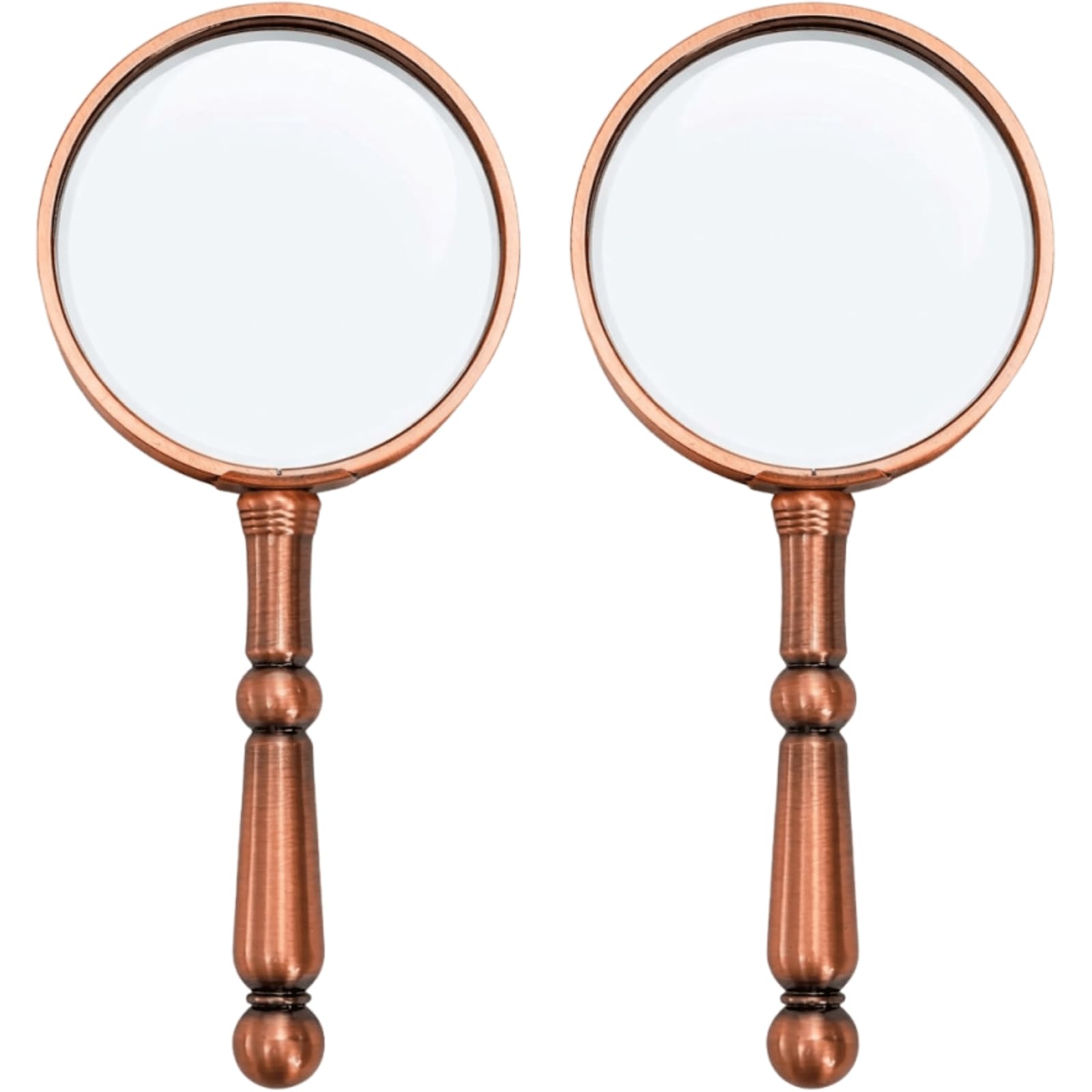 YOUEON 2 Pack 6X Antique Magnifying Glass for Reading, Handheld Magnifier with Metal Handle, Portable Magnifying Lens for Books and Newspaper, Science Class, Observation