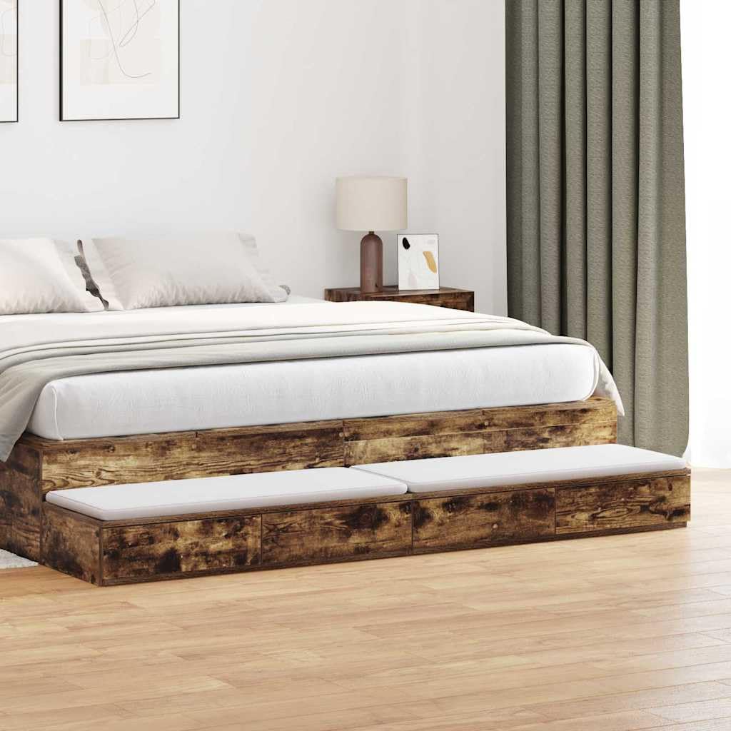 Table de chevet pour lit et tiroirs de rangement en chêne fumé pour la chambre