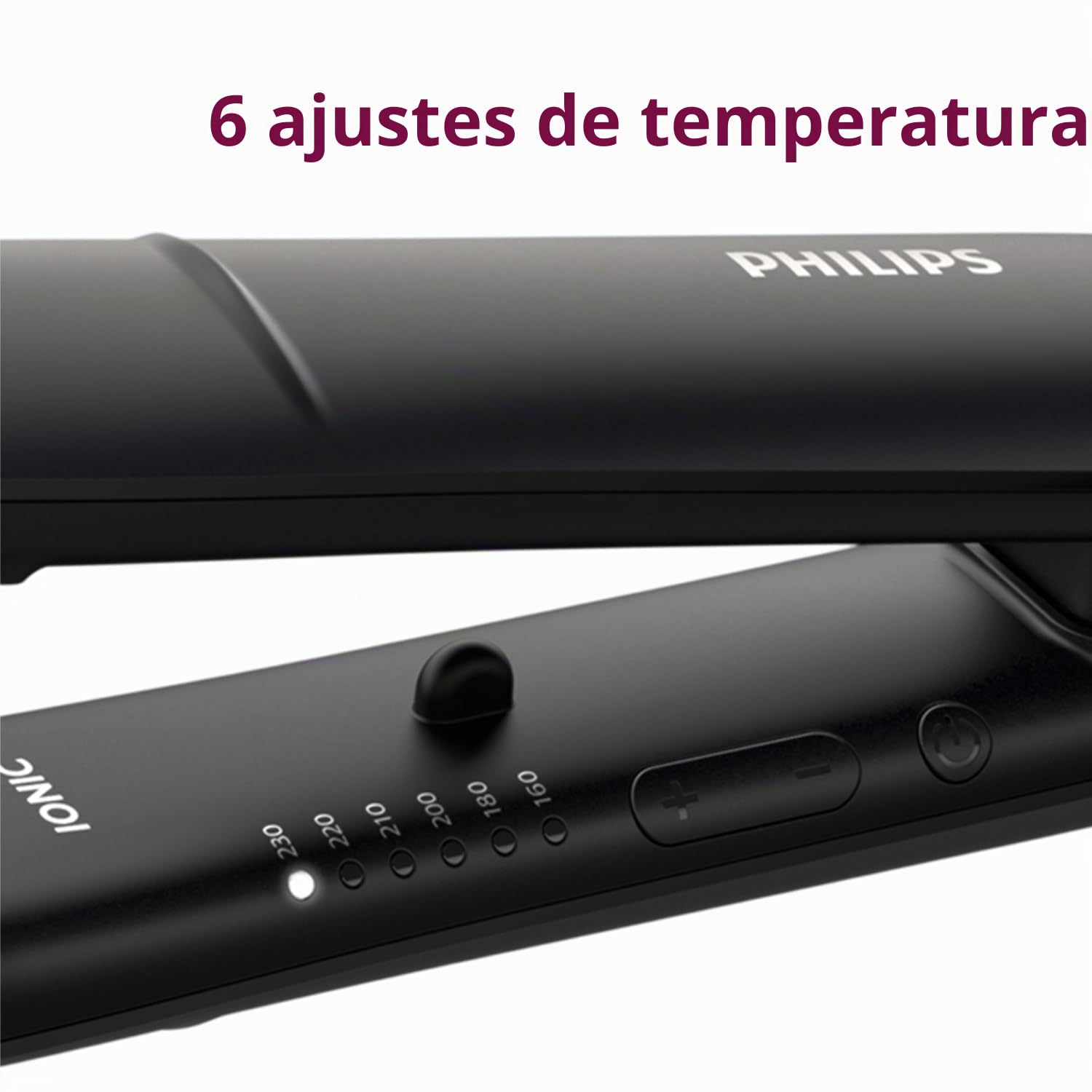 Philips Plancha de pelo serie 3000 con Tecnología ThermoProtect, Iones, Placas Ceramicas de 100mm de Largo con Queratina, BHS378/00, Malva