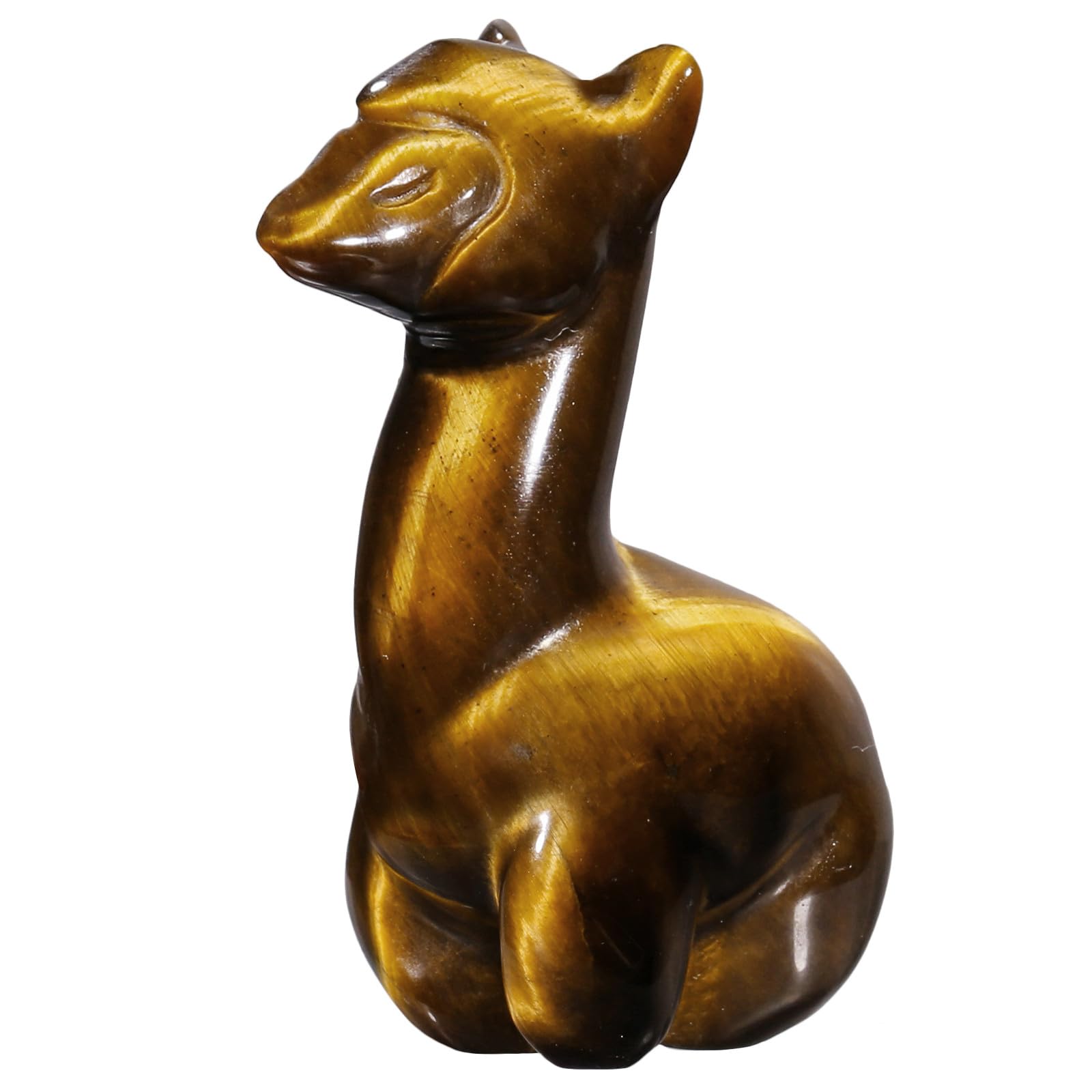 Nupuyai Tiger's Eye Crystal Stone Sheep Alpaca Statue, Carved Animal Figure Stones Pocket Figurine Ornament Good Luck Home Office Decor