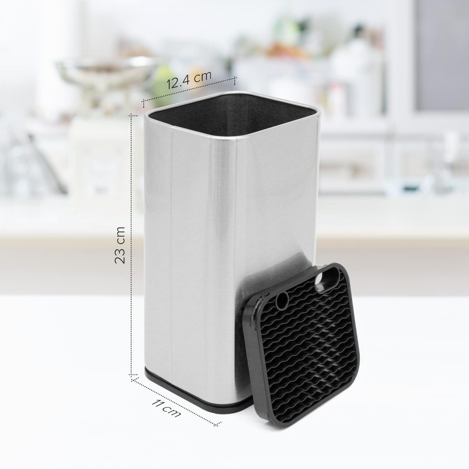 Joeji's Kitchen Ceppo portacoltelli da cucina universale senza coltelli con fessure per forbici e asta per affilare Portacoltelli da cucina in acciaio inox facile da pulire e scolare