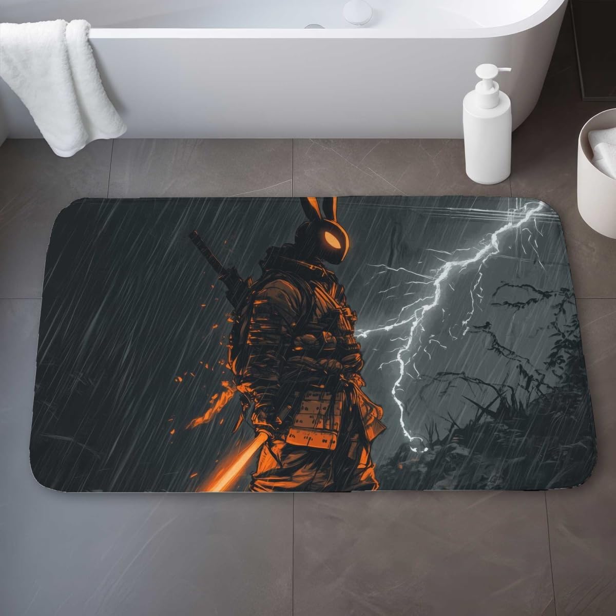 C1BM2134HK7Y1Q 21 x 34 in. War Machine Gray Bath Mat - Stylish Home Decor Accessory