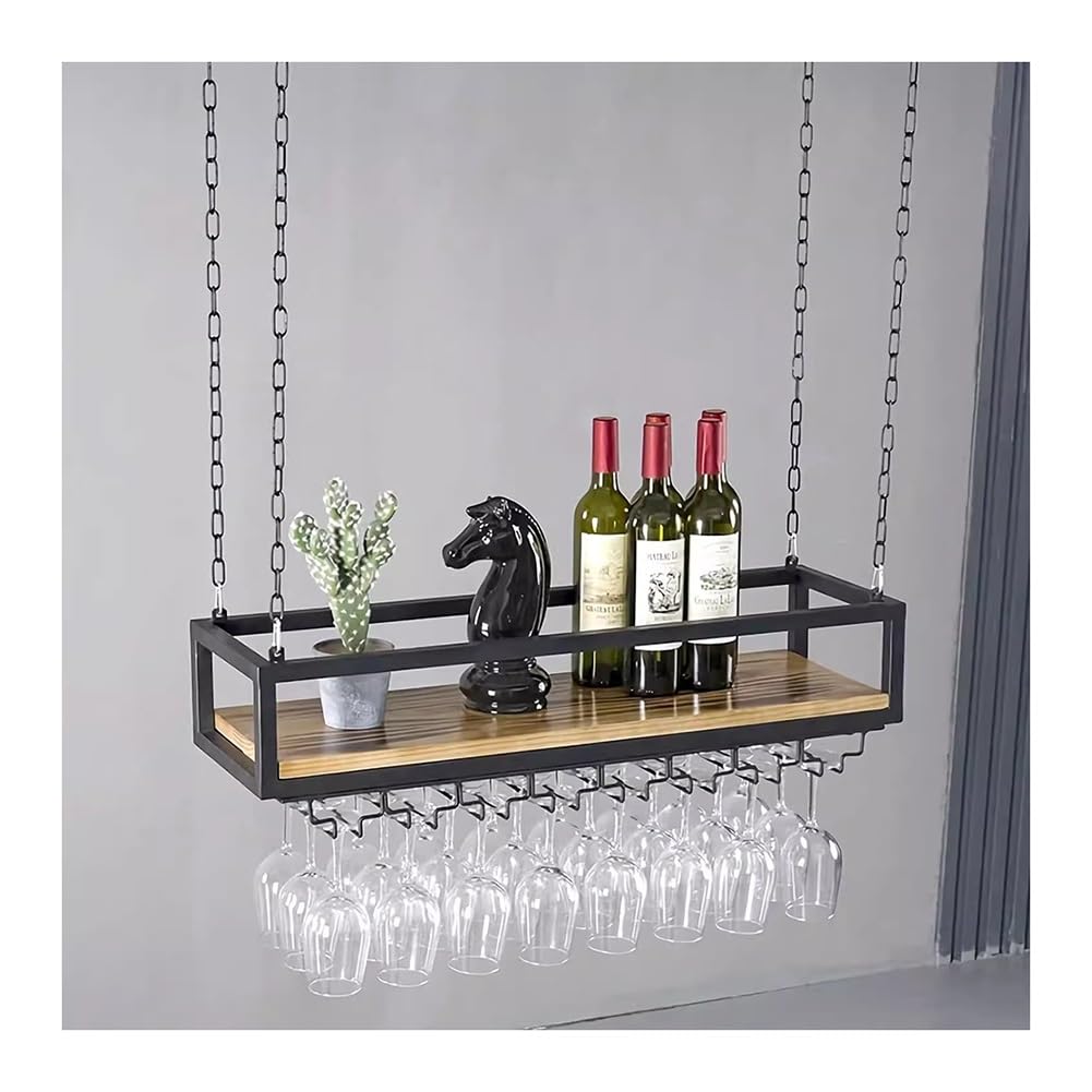 Support à verres à vin industriel pour optimiser l'espace bar et cuisine 80x25