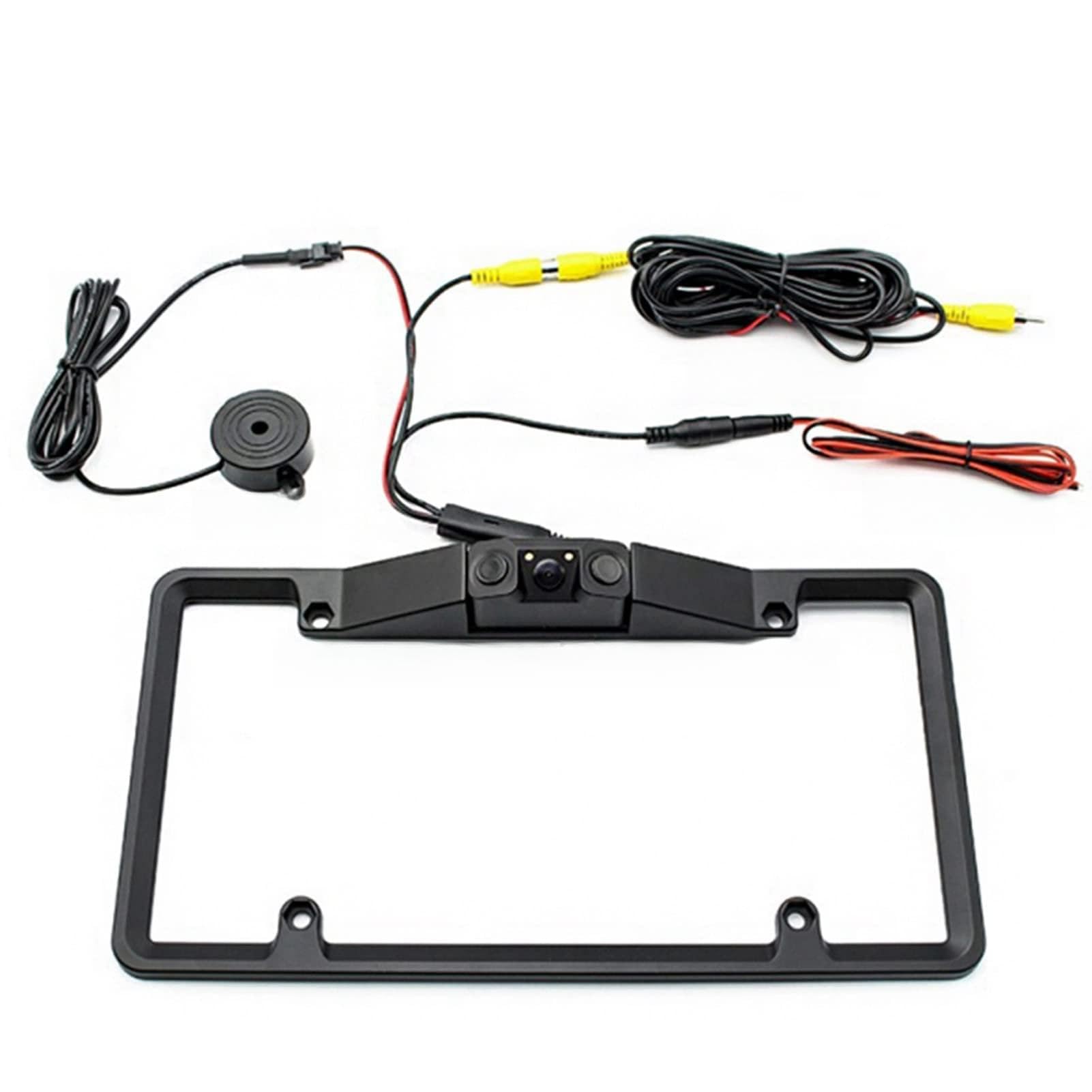 Telecamera di Retromarcia per Auto, Telecamera di Retromarcia Telecamere di per Veicoli 2LED 3 in 1 Telaio Targa Auto Sensore di Parcheggio di per con Interfaccia AV