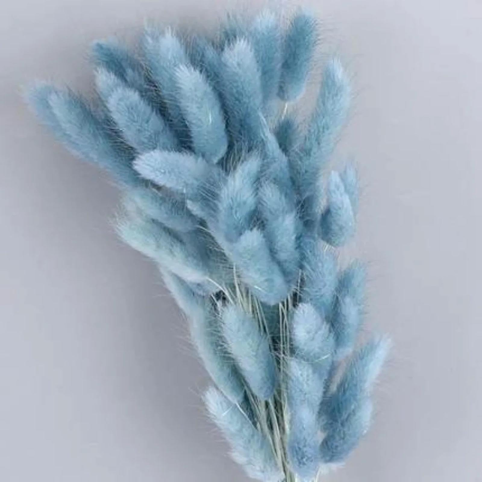 60 bouquet di fiori secchi naturali di pampa da 45 cm, con coda di coniglio, bouquet floreale per matrimoni, decorazioni per la casa, per foto, blu reale